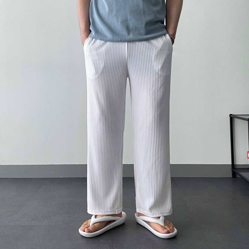 남자플리츠팬츠 여름스판바지 남자세미와이드팬츠 - 상품 이미지