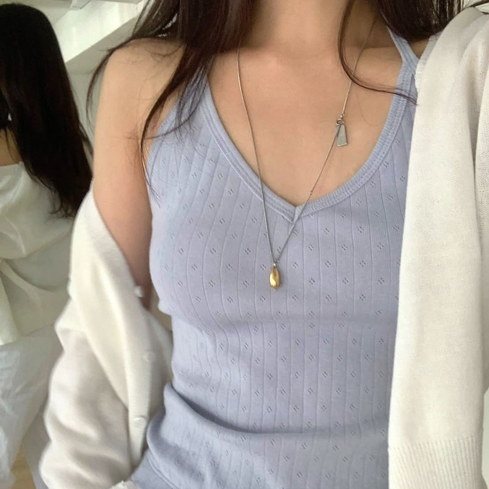 레이스 홀터넥 나시 여자 크롭티 민소매 탑 이너티 레이어드 여성 나시티 여름 티셔츠 탱크탑 - 상품 이미지