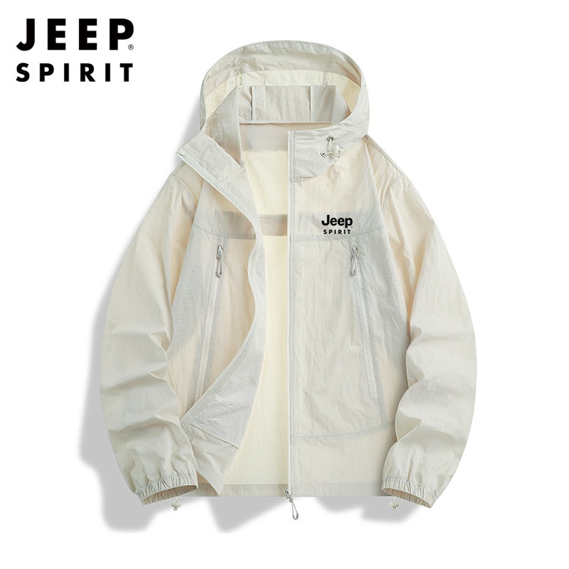 JEEP SPIRIT 지프 봄 여름 커플 아웃도어 루즈 후드 자외선 차단 의류 남녀 공용 - 상세 이미지 5