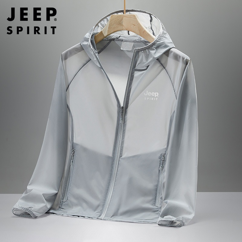 JEEP SPIRIT 남녀공용 여름 얇은 신축성 속건 통기성 루즈 캐주얼 바람막이 - 상세 이미지 3