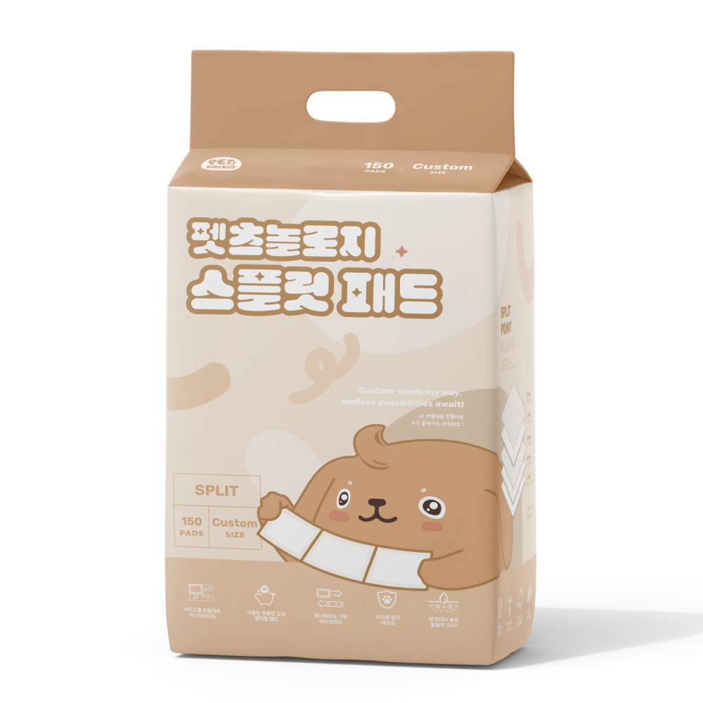 펫츠놀로지 사용한 부분만 교체하는 스플릿 배변패드 소형, 150매입, 1개 - 메인 이미지