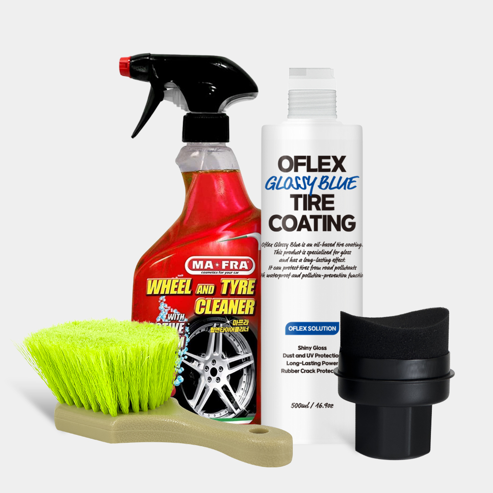 휠관리 초보세트 마프라 휠앤타이어 클리너+오플렉스 타이어광택제+브러쉬 어플 갈변제거 코팅