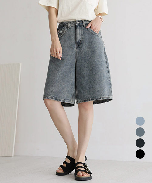 [남녀공용][숏,기본/~3XL] 뒷포켓 버뮤다 데님 반바지_264609 - 상세 이미지 3