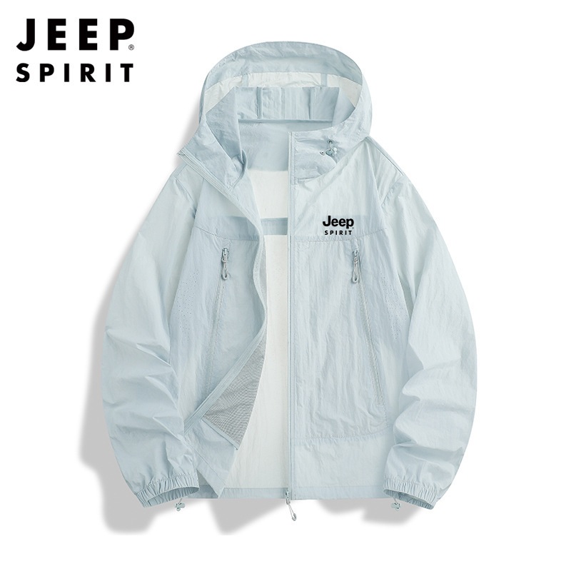 JEEP SPIRIT 지프 봄 여름 커플 아웃도어 루즈 후드 자외선 차단 의류 남녀 공용 - 상품 이미지