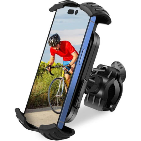 zmnklry [해외]자전거 휴대폰 홀더, 자전거용 포 코너 펌리 클램프 360도 회전 장착 아이폰 스마트폰용 ， 액세서리