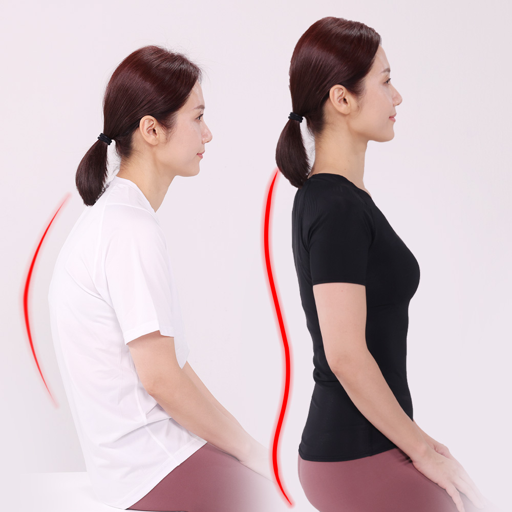 [1+1] 테이핑테크 여성용 바른자세 웨어 자세교정 라운드숄더 기능성 티셔츠 짐웨어 - 상세 이미지 2