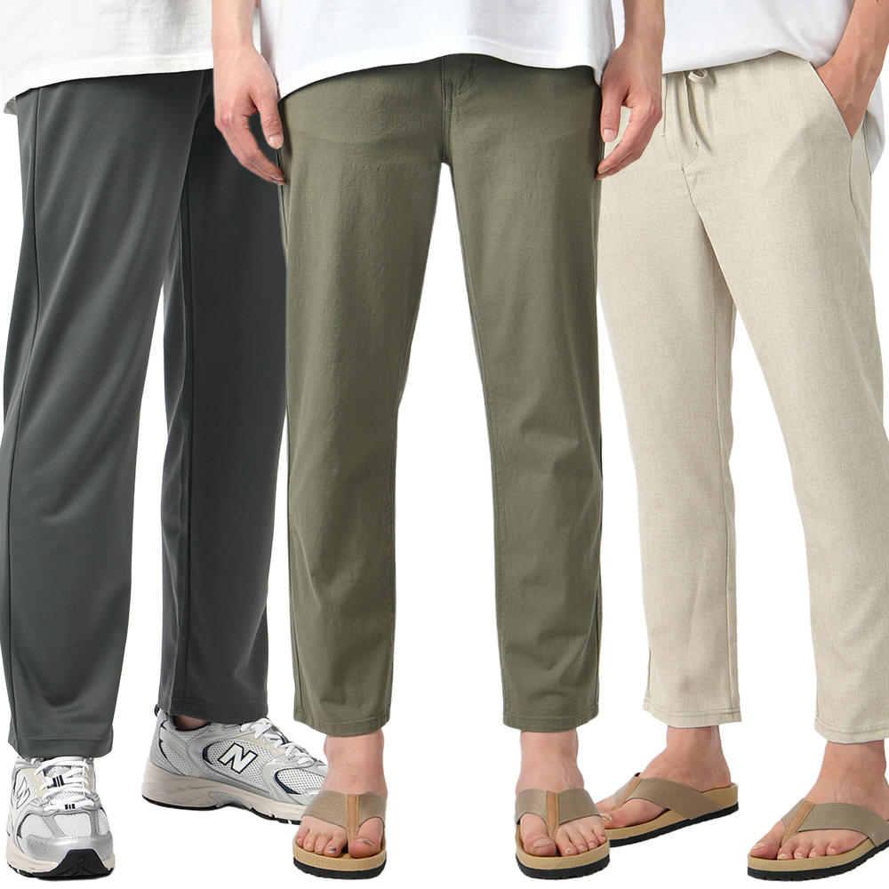 남자 여름 바지 면바지 슬랙스 조거팬츠 카고 린넨 아이스 쿨 밴딩 스판 빅사이즈