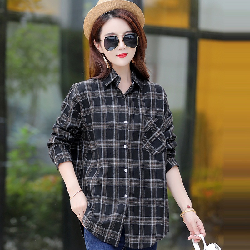 1+1 봄 가을 여성 루즈핏 빈티지 긴팔 셔츠 자켓 01. M - 상세 이미지 3