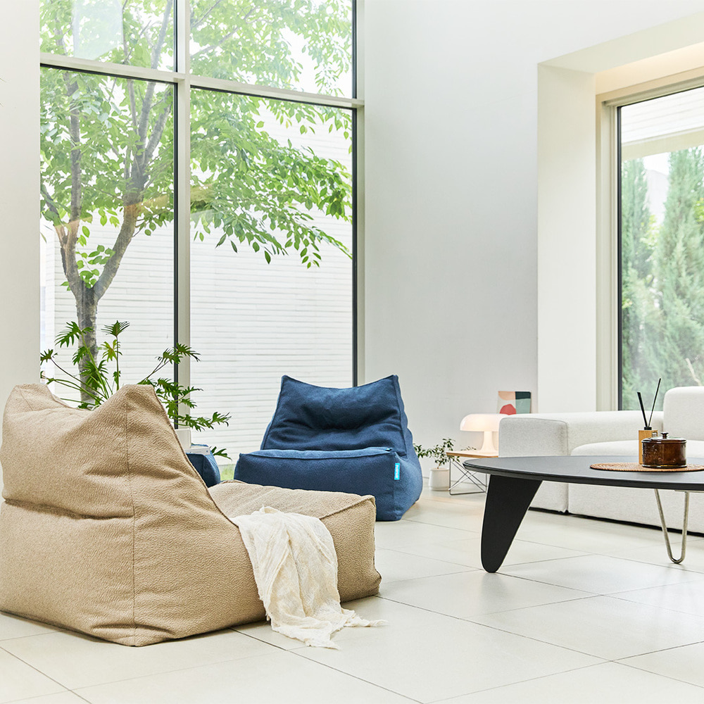 폴리몰리 607B 부클레 1인용 대형 빈백 소파 쿠션, 네이비 (메시속커버,선택안함)