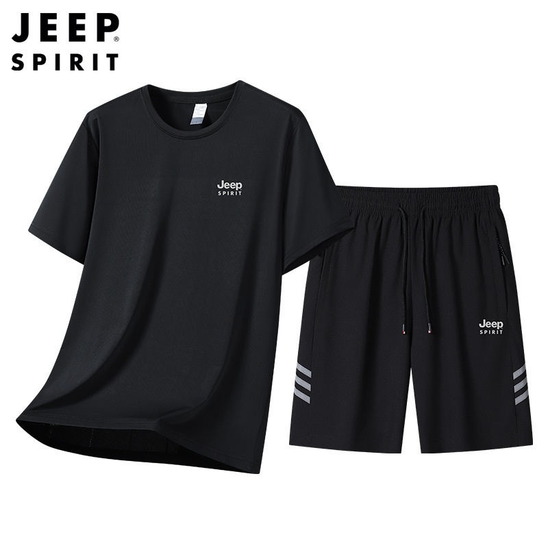 JEEP 남성 반팔 티셔츠+반바지 여름 남자 트레이닝복 세트 - 상세 이미지 2