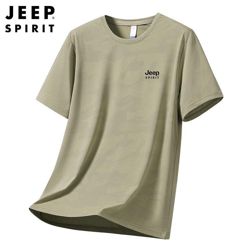 JEEP/지프 남자빅사이즈반팔티 캐주얼 자수 여름 라운드넥 티셔츠 - 상세 이미지 5