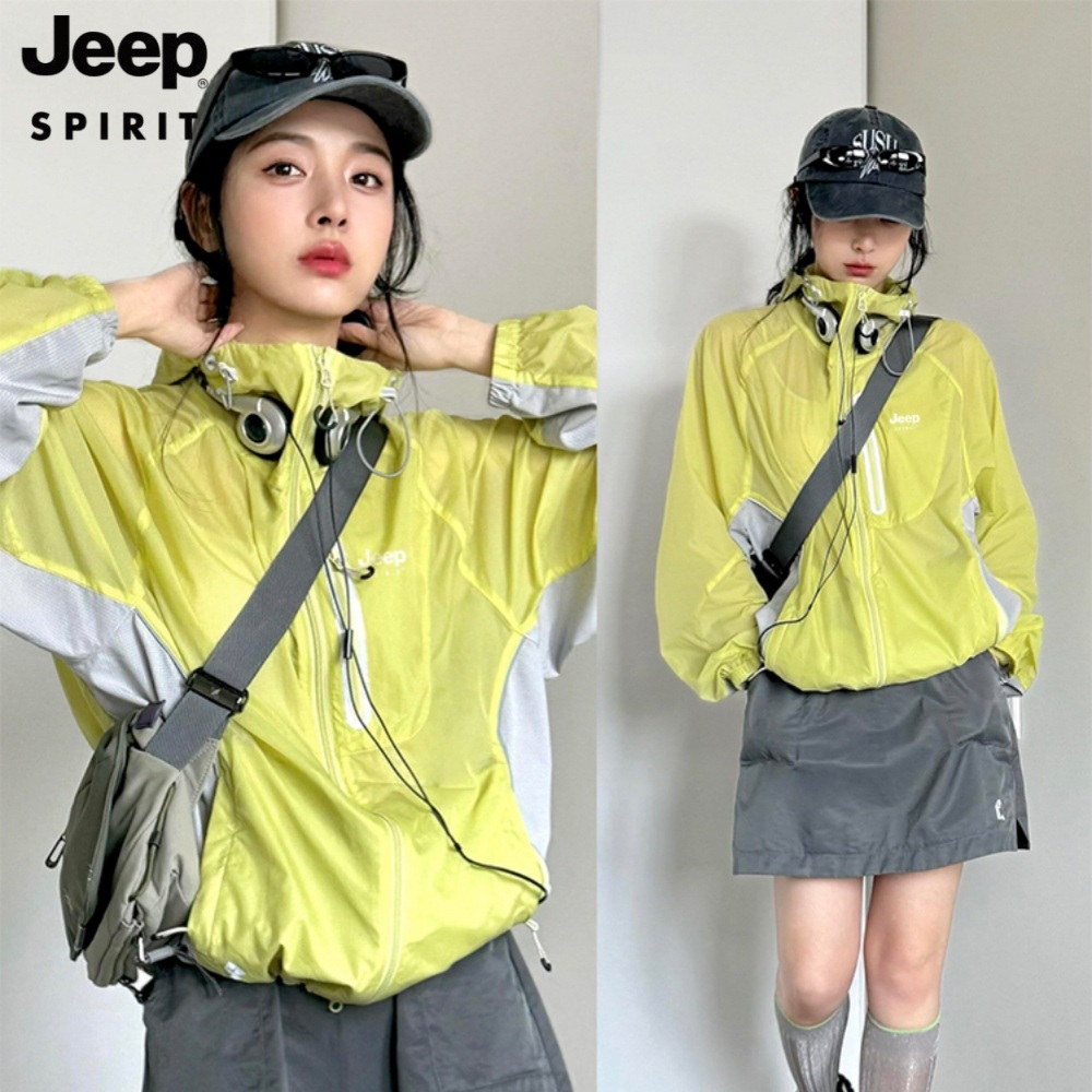 JEEP 여성 속건성 자외선차단 코트 산악용 아웃도어 얇은 재킷 - 상품 이미지
