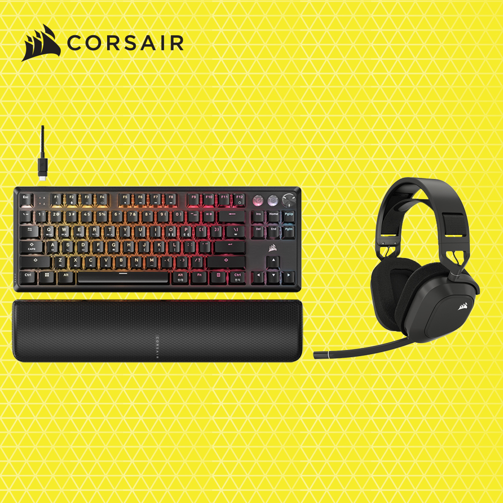 커세어 K70 PRO TKL MGX + HS80 MAX RGB 무선 게이밍 키보드 헤드셋 세트 블랙
