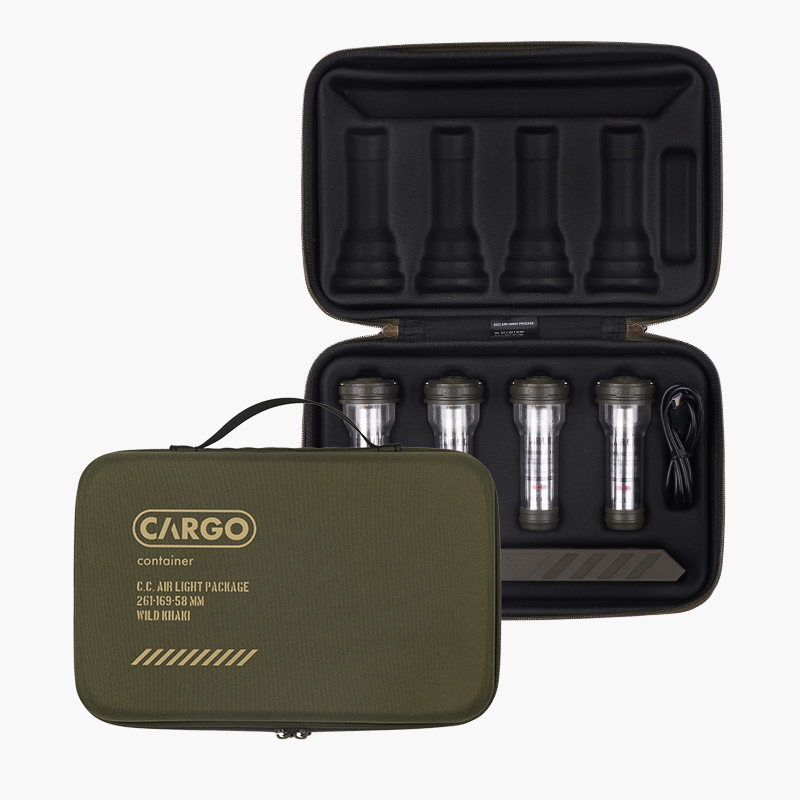 카고컨테이너 에어 라이트 4P 차징독 케이스 세트 캠핑 백패킹 LED 랜턴 무드등