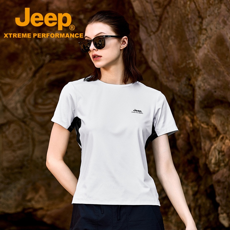 JEEP 지프 반팔티 여성용 고탄성 라운드넥 티셔츠 여름 스포츠 반팔 - 상세 이미지 3