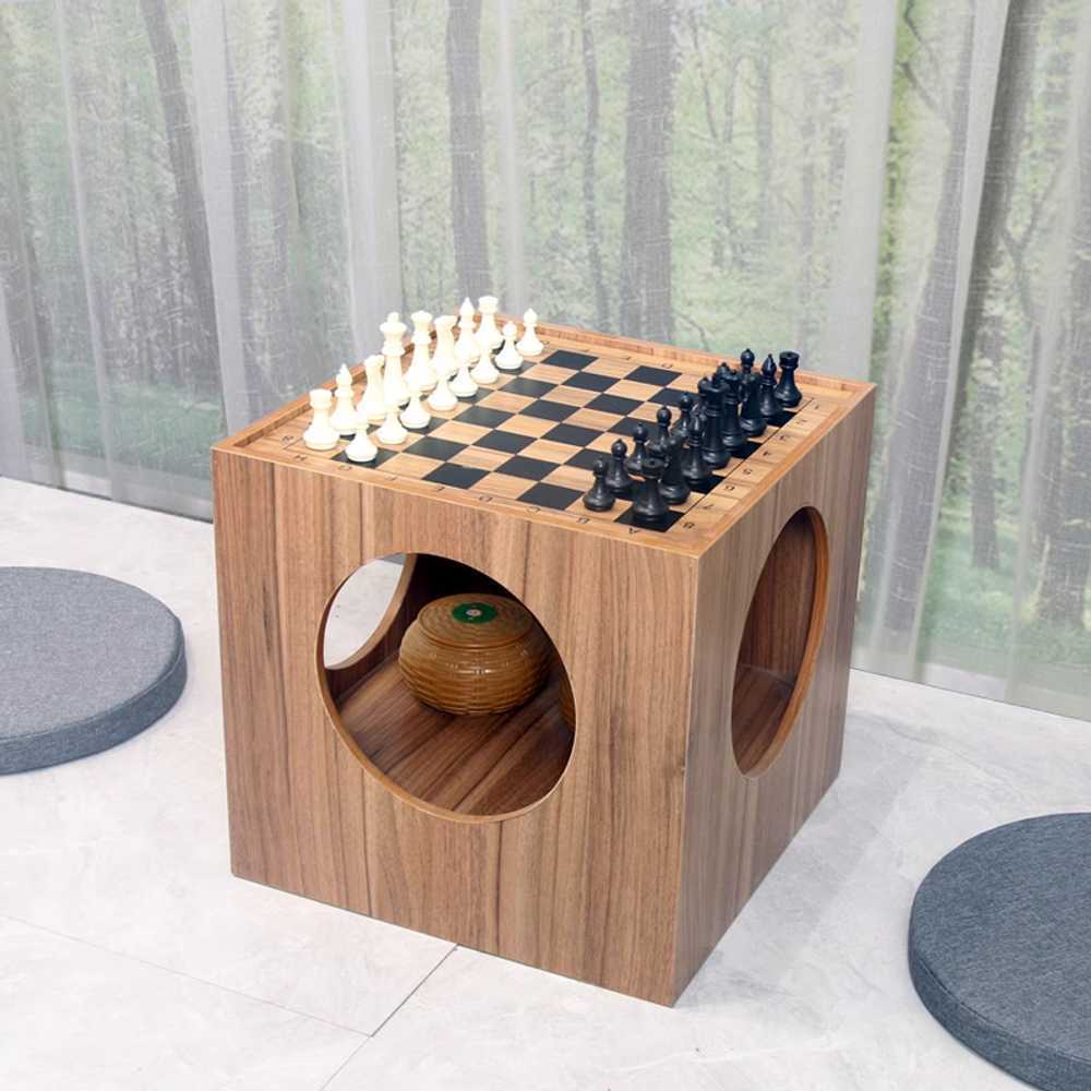 체스 테이블 좌식 바둑 책상 경로당 오목 원목 장기판 43x43x41cm - 상세 이미지 2