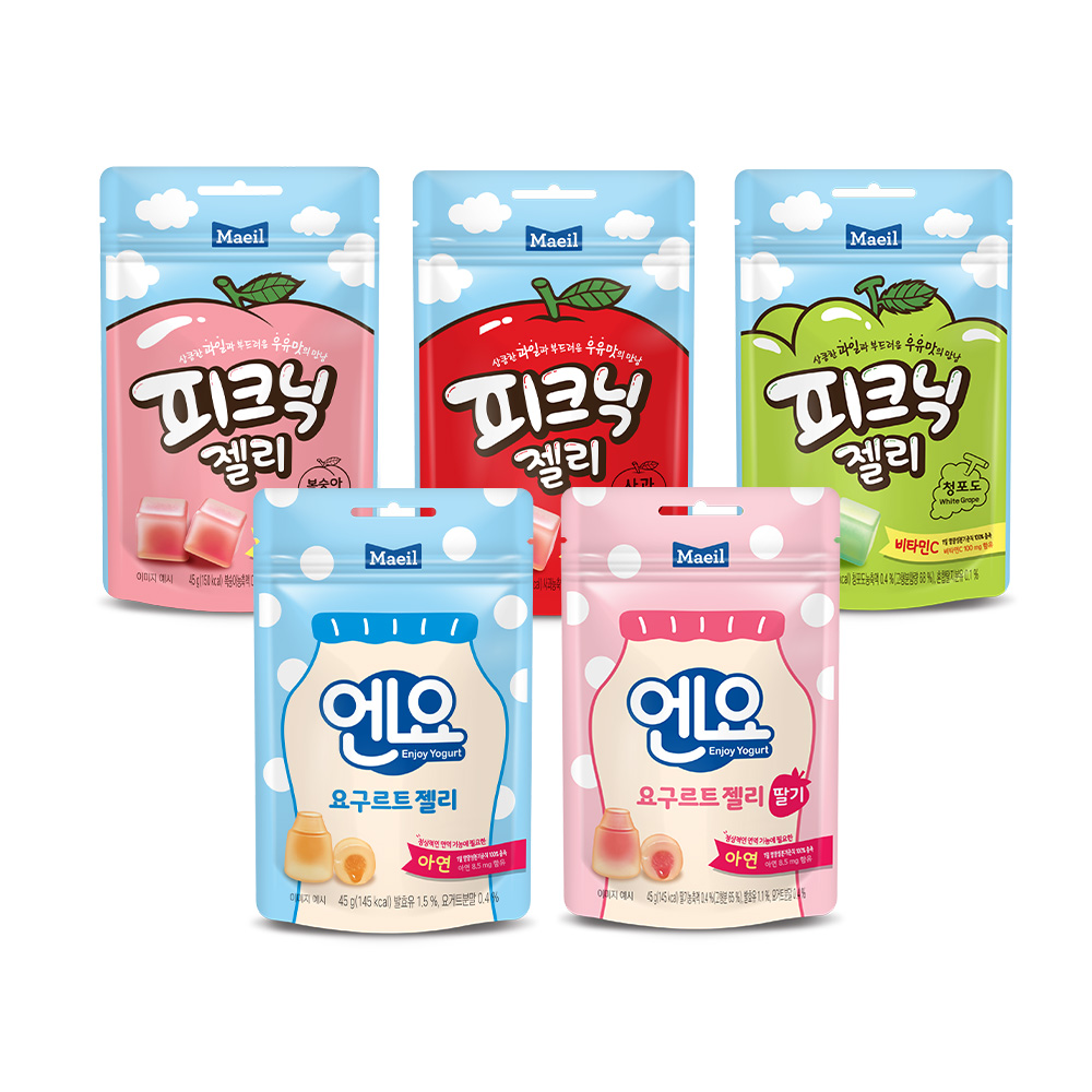 피크닉 & 엔요 젤리 45g 5종 4입 (사과/청포도/복숭아/엔요/엔요 딸기) 택1 - 상품 이미지