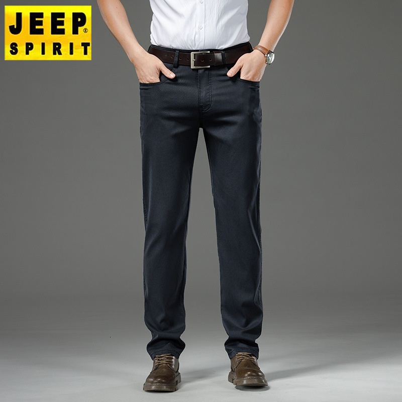 JEEP 봄/여름 남성 청바지 스트레이트 일자 슬림핏 탄성 팬츠 비즈니스 캐주얼 청바지 - 상세 이미지 3