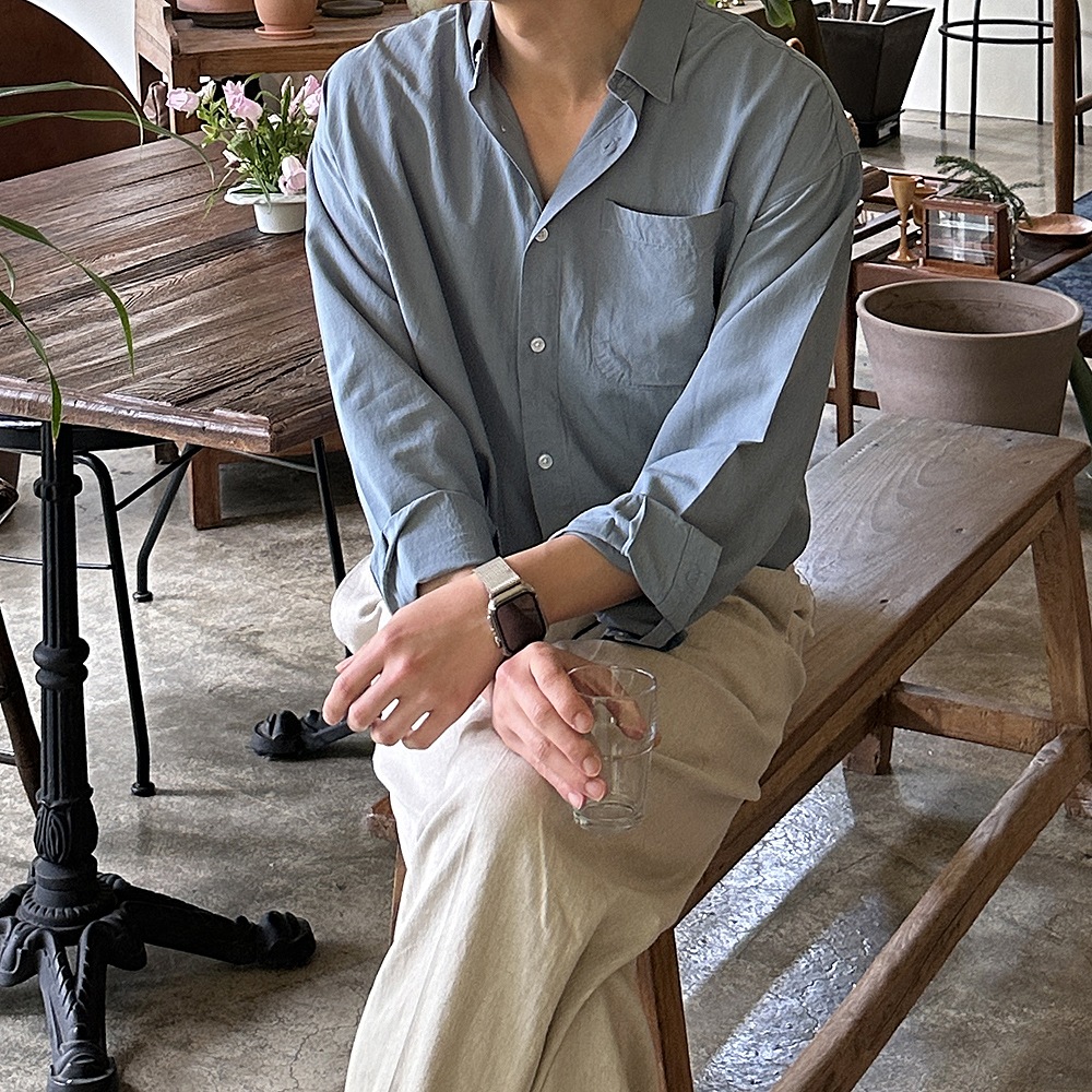 남성 셔츠 오버핏 흰색 여름 쿨 남방 남자린넨셔츠 - 상세 이미지 5