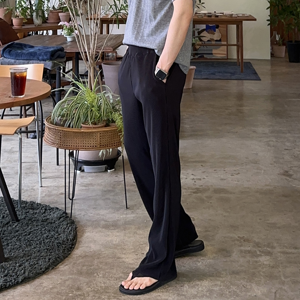 아이스 플리츠 팬츠 밴딩 남자 여름바지 남자냉장고바지 - 상세 이미지 2