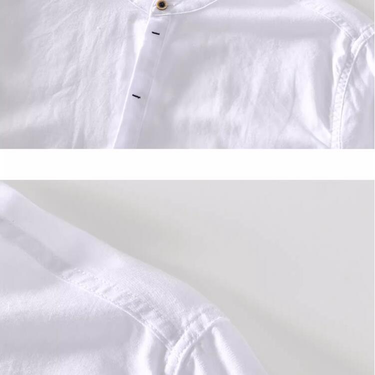 남자 린넨 셔츠 여름 긴팔 캐주얼 통기성 티셔츠 - 상세 이미지 5