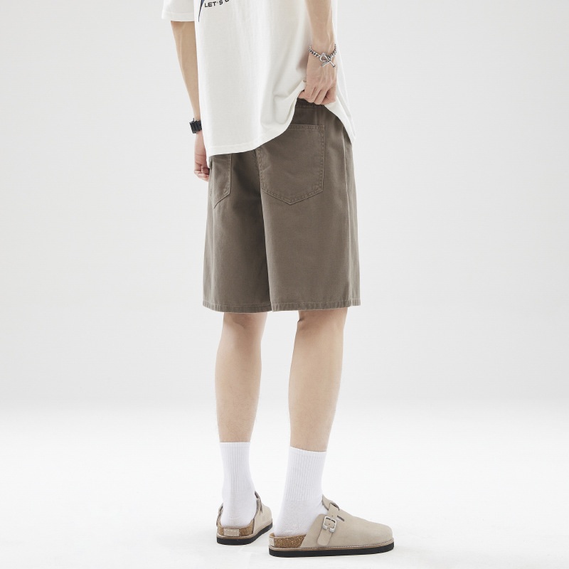 남성 레트로 빈티지 스트레이트 밴딩 반바지 커플 심플 캐주얼 청반바지 S-3xl - 상세 이미지 4
