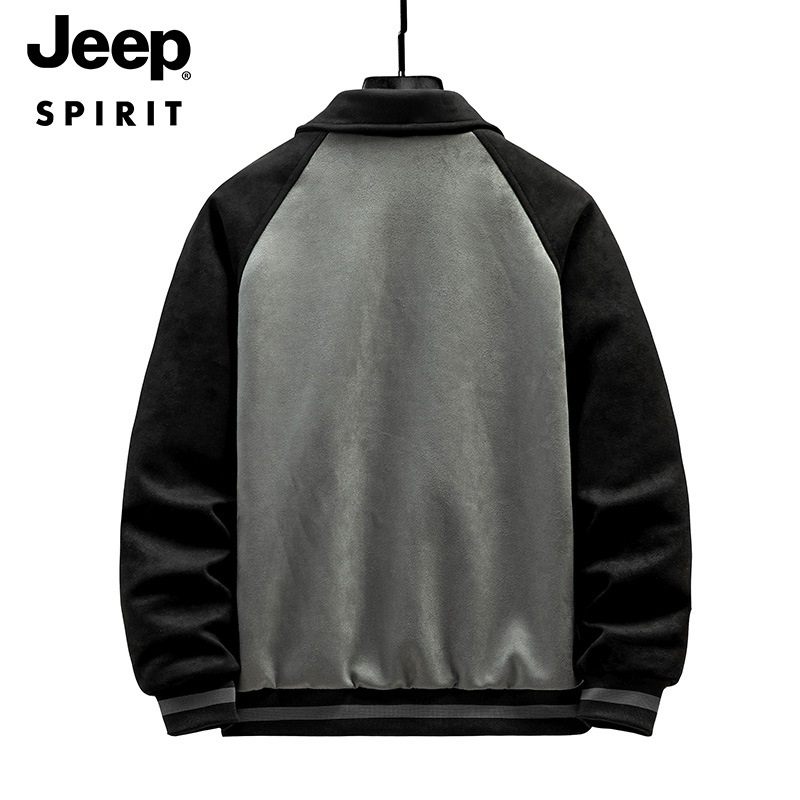 JEEP SPIRIT 남성용 스웨이드 집업 트러커 자켓 캐주얼 라글란 슬리브 재킷 - 상세 이미지 3