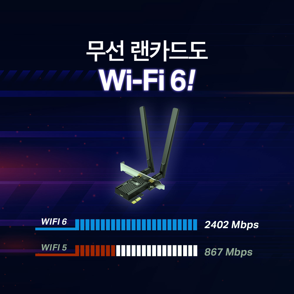 티피링크 Archer TX55E 3000Mbps Wi-Fi6 블루투스 5.3 데스크탑 PCI-e 무선랜카드 블루투스 동글이 - 상세 이미지 4