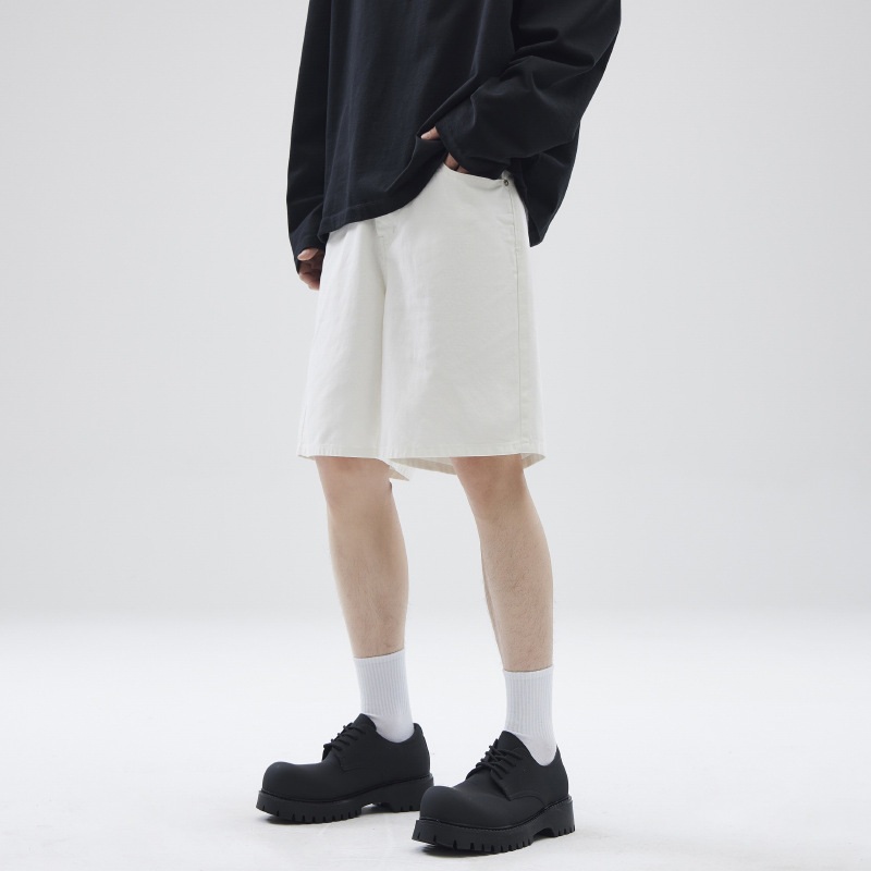 남성 레트로 빈티지 스트레이트 밴딩 반바지 커플 심플 캐주얼 청반바지 S-3xl - 상세 이미지 3