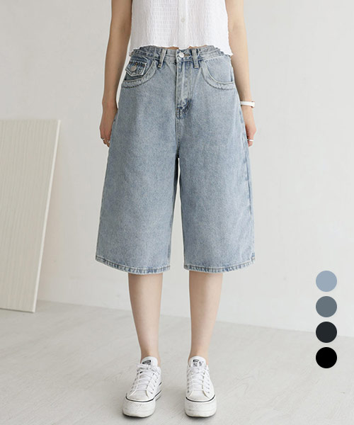 [남녀공용][숏,기본/~3XL] 뒷포켓 버뮤다 데님 반바지_264609 - 상세 이미지 2
