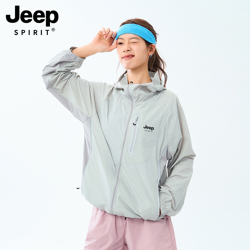 JEEP 여성 속건성 자외선차단 코트 산악용 아웃도어 얇은 재킷 - 상세 이미지 5