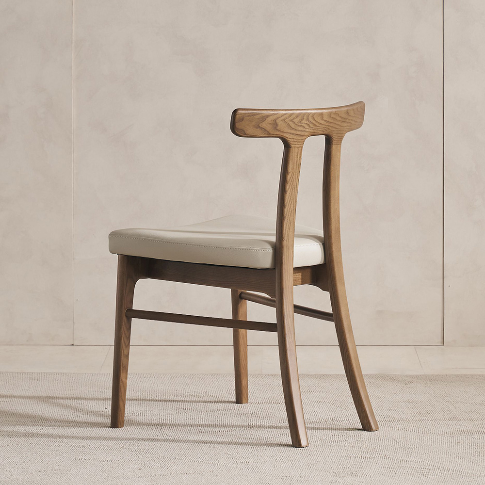 스코나 피어몬 애쉬 원목 실리콘레더 가죽 식탁 의자 다이닝체어
