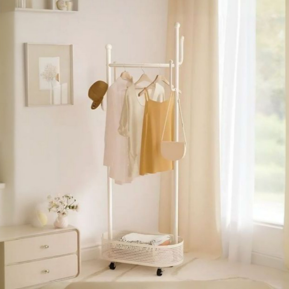 우아플레이스 이동식행거 선반 철제 튼튼한 스탠드옷걸이 600