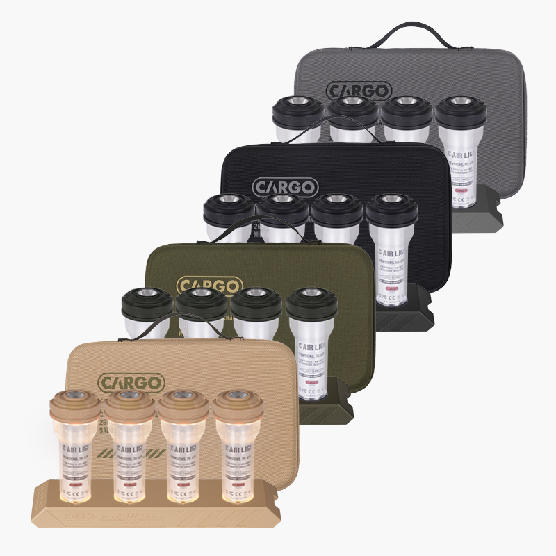 카고컨테이너 에어 라이트 4P 차징독 케이스 세트 캠핑 백패킹 LED 랜턴 무드등