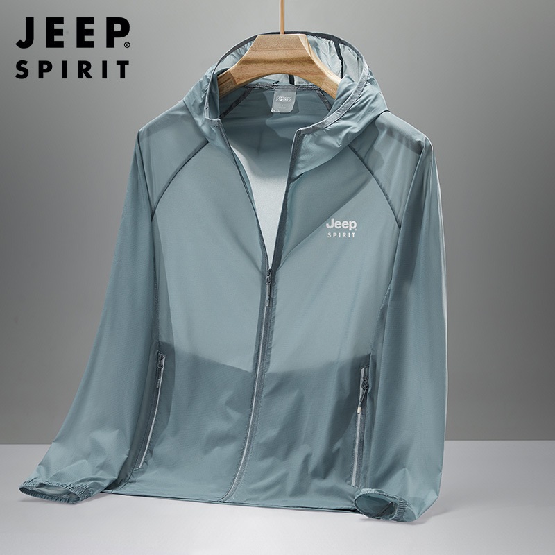 JEEP SPIRIT 남녀공용 여름 얇은 신축성 속건 통기성 루즈 캐주얼 바람막이 - 상품 이미지