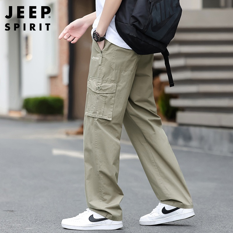JEEP 지프 남자 카고바지 포켓 아웃도어 캐주얼 코튼 스포츠 팬츠 - 상세 이미지 4