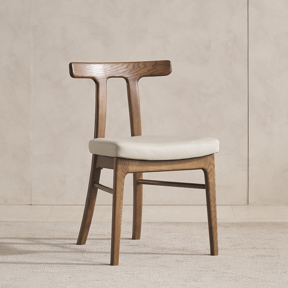 스코나 피어몬 애쉬 원목 실리콘레더 가죽 식탁 의자 다이닝체어