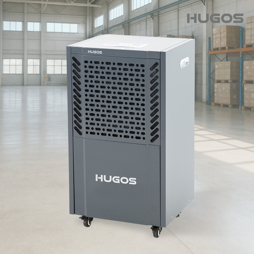 휴고스 산업용 이동식 제습기 100L 고효율 대용량 공업용 업소용 공장 창고 컴팩트형