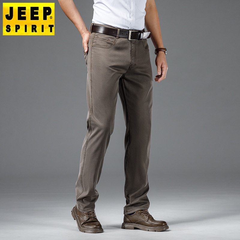 JEEP 봄/여름 남성 청바지 스트레이트 일자 슬림핏 탄성 팬츠 비즈니스 캐주얼 청바지 - 상세 이미지 2