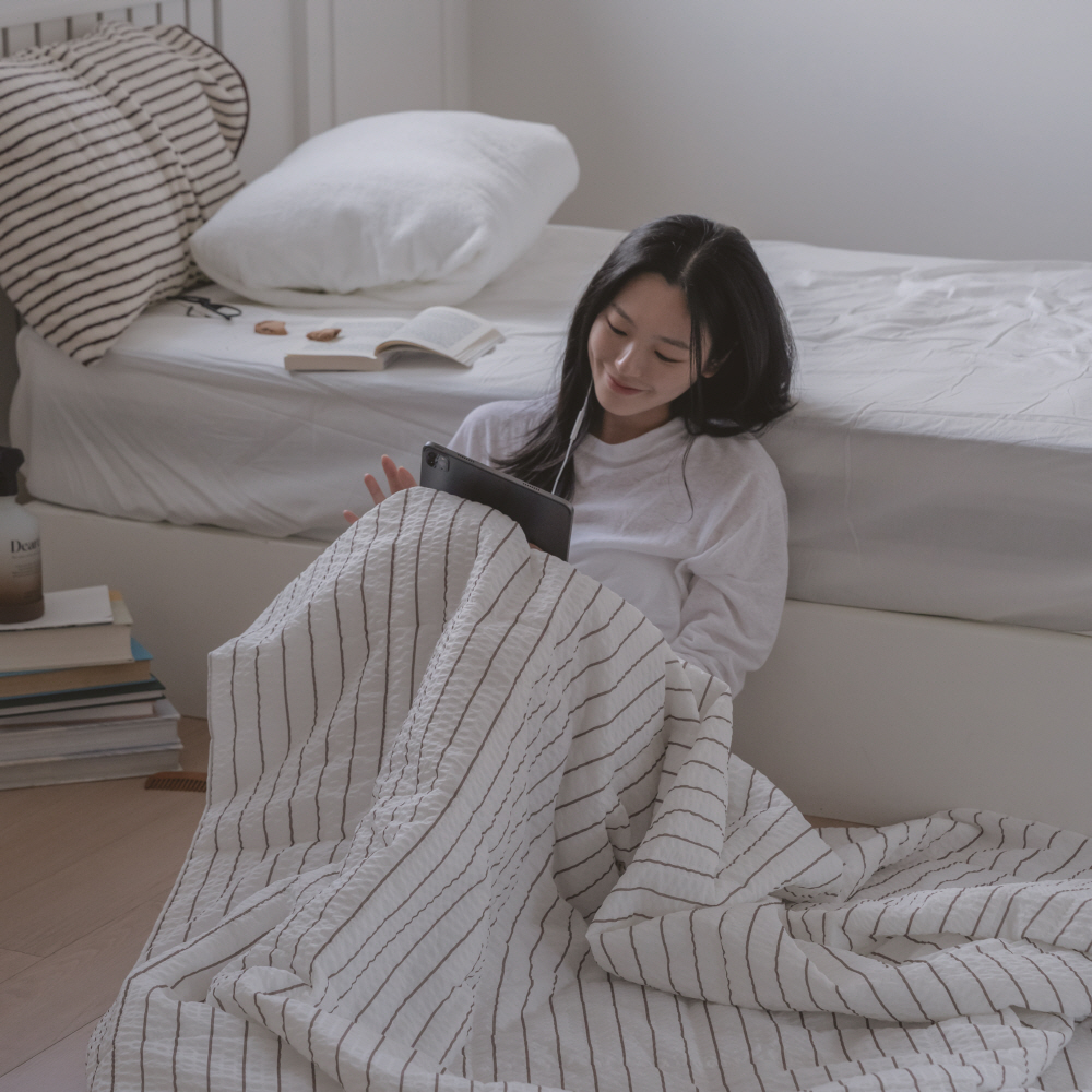 디어리얼 시어서커X듀라론 팝콘 여름용 양면 냉감 차렵이불(쿠키)(2size) - 상세 이미지 2