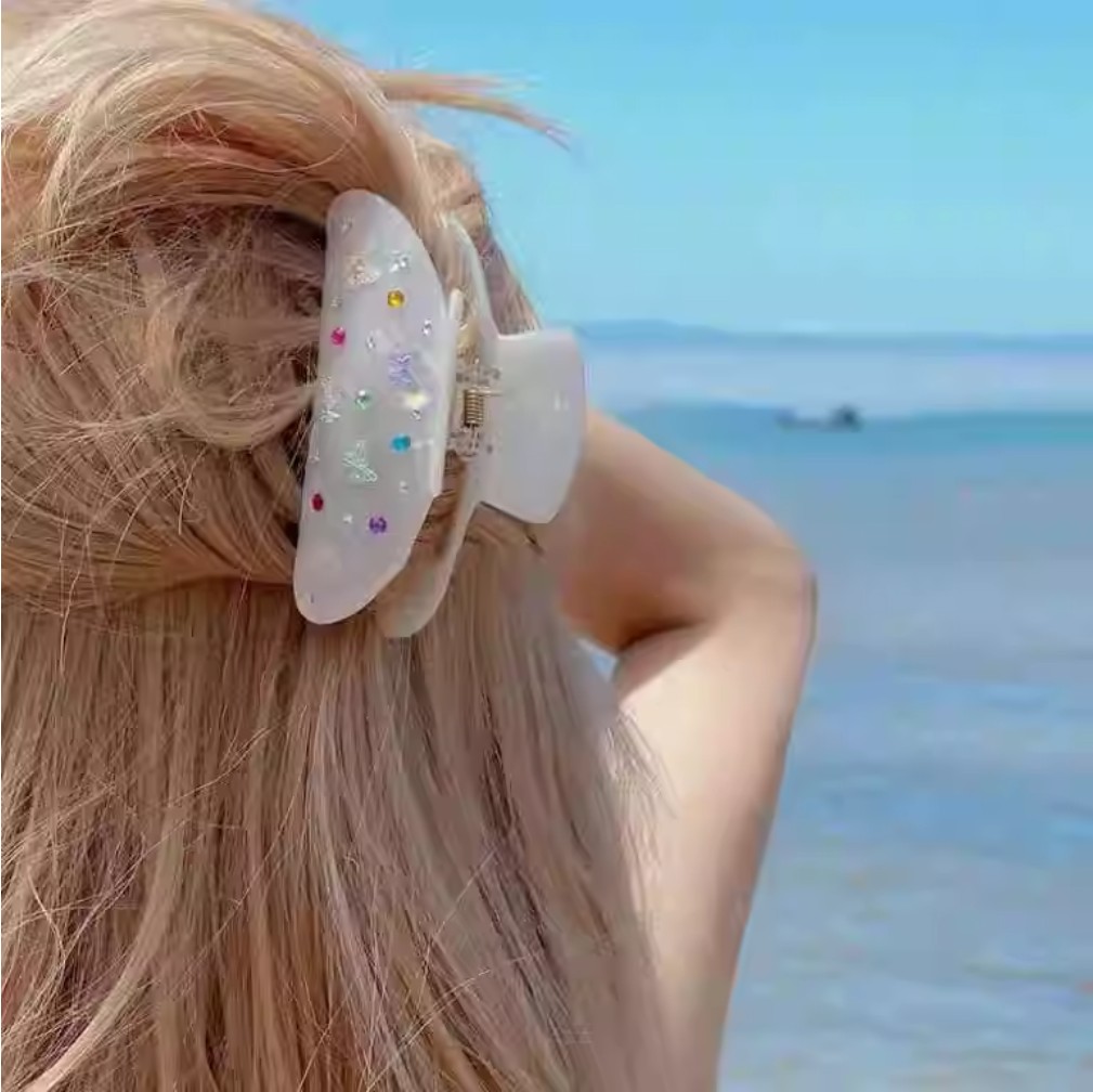 큐빅 나비 헤어핀 가벼운 집게핀 - 상세 이미지 5