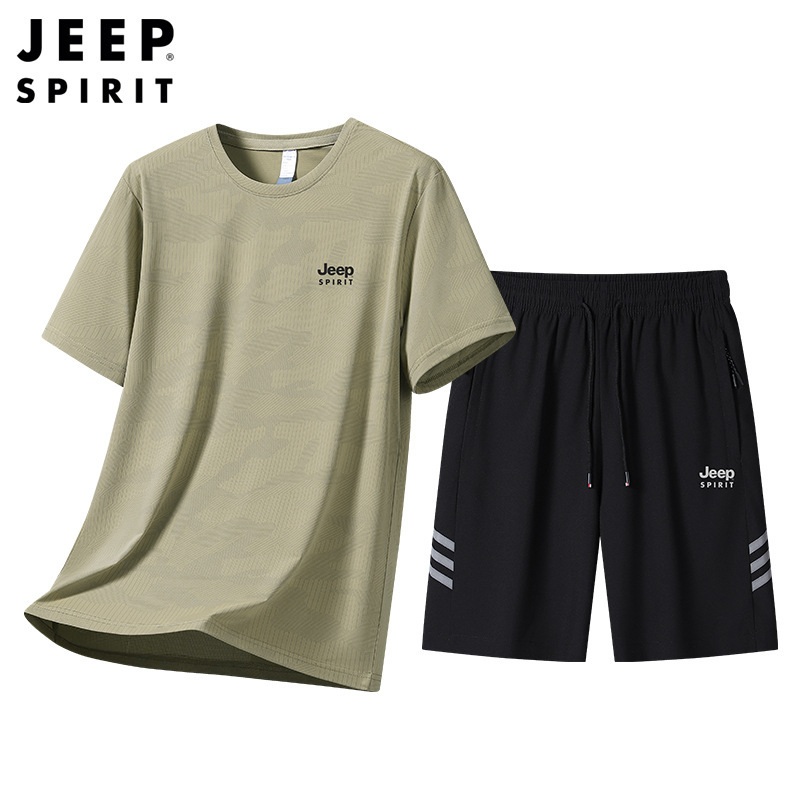 JEEP 남성 반팔티+반바지 여름 운동복 트레이닝 세트 - 상품 이미지