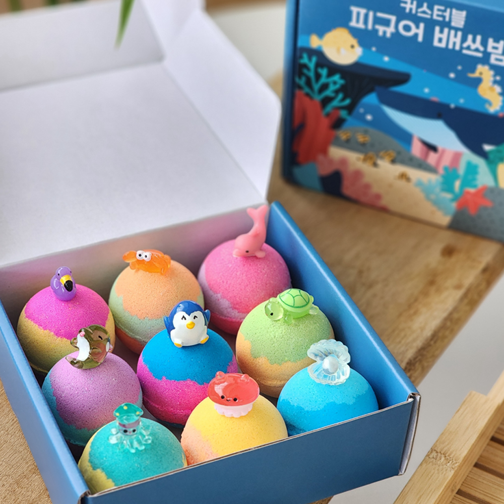 커스터블 피규어 배쓰밤 9구세트 거품 입욕제 베스밤 바다동물