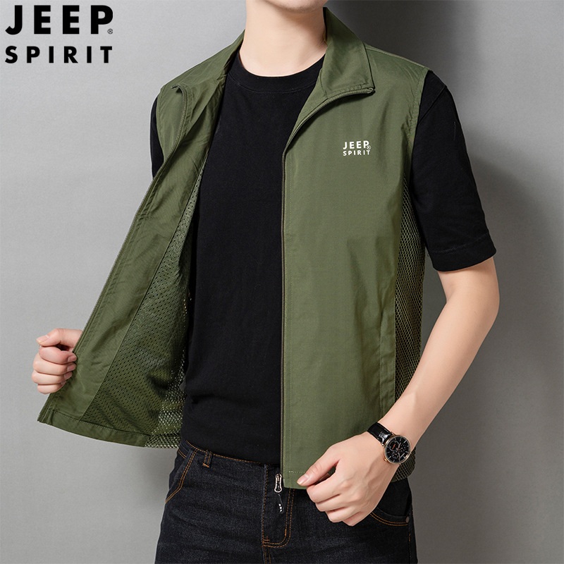 JEEP SPIRIT 조끼 남성용 야상 베스트 작업 낚시 등산 캐주얼 여름 조끼 빅사이즈 - 상품 이미지