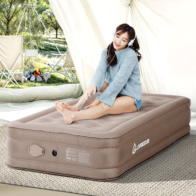 에어침대 자충매트 휴대용매트리스 메트 경량에어매트 야외 패브릭에어매트 40cm 싱글 - 상품 이미지
