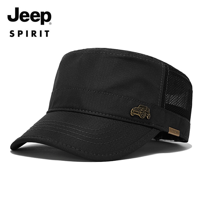 JEEP 지프 모자 여름용 남성용 플랫탑 통기성 메쉬 모자 캐주얼 군모 - 상세 이미지 3