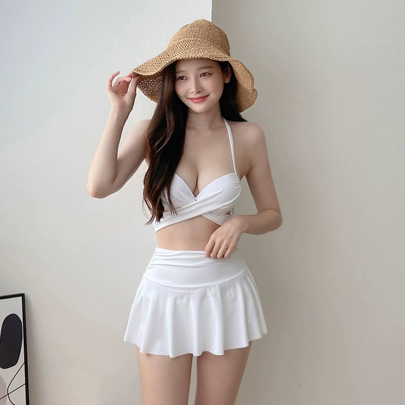 수영복 비키니 화이트 원피스 비치 실내수영복 하얀색 - 상세 이미지 3