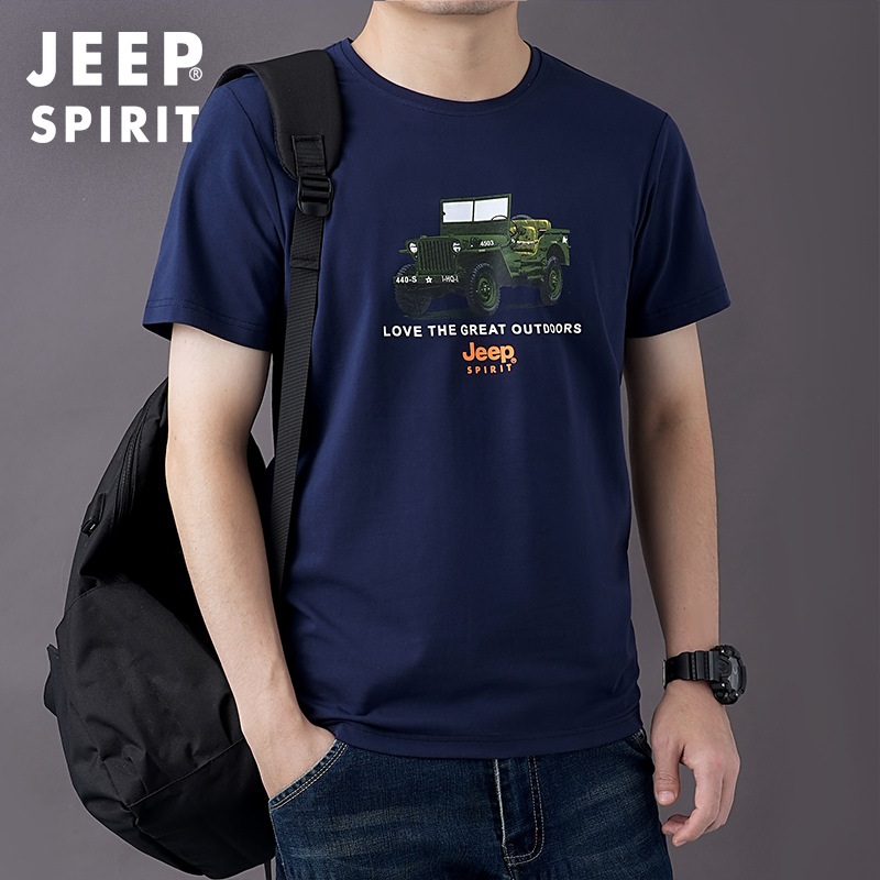 JEEP SPIRIT 남성용 여름 반팔 티셔츠 라운드넥 캐주얼 통기성 땀흡수 티셔츠 - 상세 이미지 5