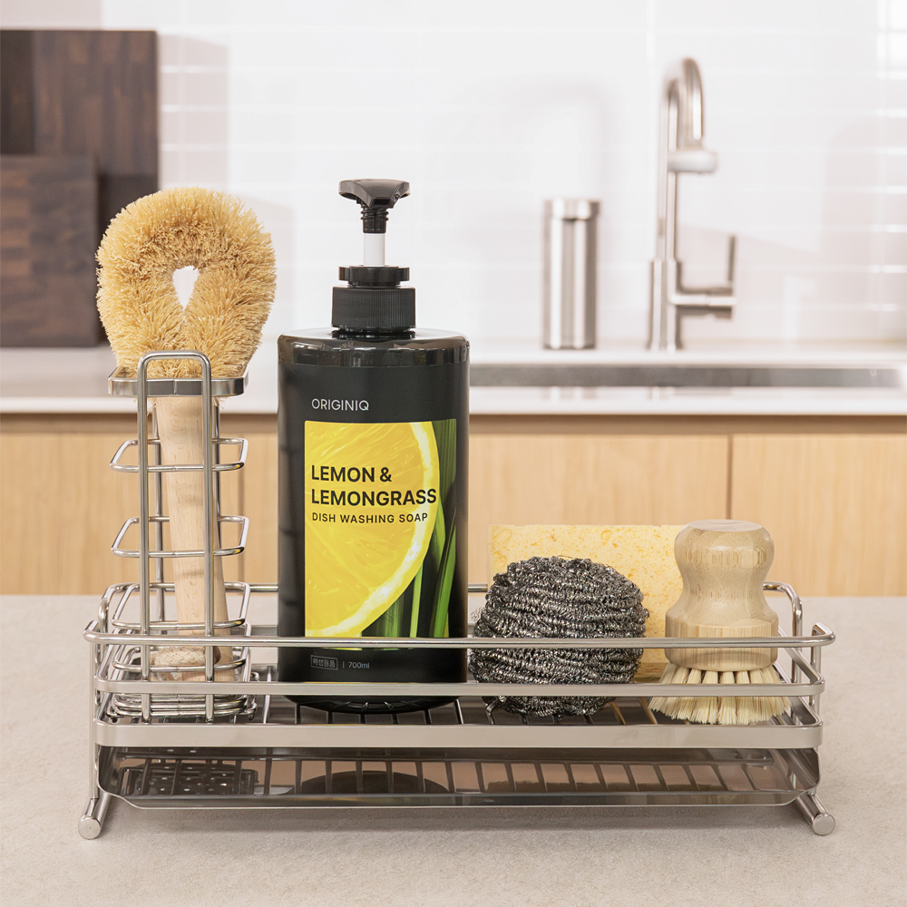 [본사직영] 오리지니크 스텐 압연 논슬립 싱크캐디 수세미 주방 거치대 (턱주방용) 제품 이미지