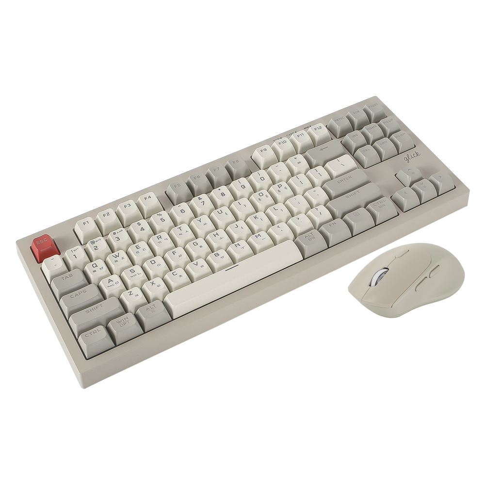 지클릭커 오피스프로 WMK50 사일런스 M RGB 풀윤활 무소음 방수 무선 블루투스 87 키보드 마우스 세트 Retro Cappuccino - 상세 이미지 3